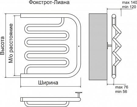 Фокстрот-Лиана AISI 500х500 Полотенцесушитель  TERMINUS Абакан - фото 3