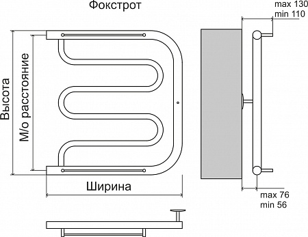 Фокстрот AISI 32х2 500х400 Полотенцесушитель  TERMINUS Абакан - фото 4