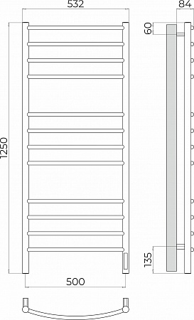 Классик П12 500х1250 Электро (quick touch) Полотенцесушитель TERMINUS Абакан - фото 3