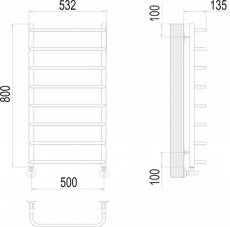 Стандарт П8 500х800  Полотенцесушитель  TERMINUS Абакан - фото 3