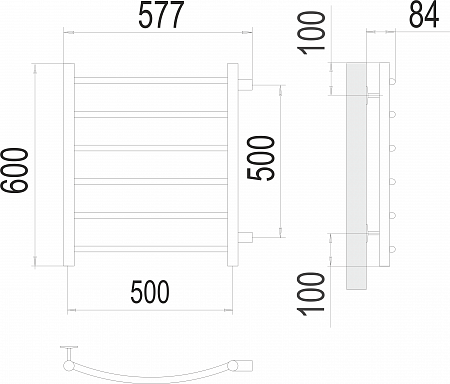 Классик П6 500х600 бп500 Полотенцесушитель  TERMINUS Абакан - фото 3