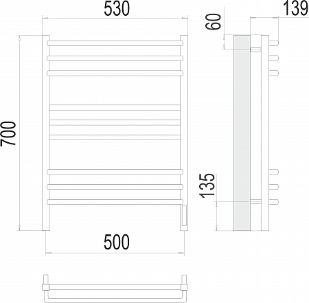 Соренто П9 500х700 электро (sensor quick touch) Полотенцесушитель  TERMINUS Абакан - фото 3