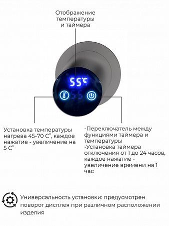 Рондо П2 350х760 электро Полотенцесушитель TERMINUS Оружейная сталь Абакан - фото 5