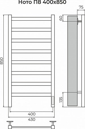 Ното П8 400х850 Электро (quick touch) Полотенцесушитель TERMINUS Абакан - фото 3