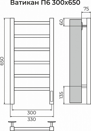 Ватикан П6 300х650 Электро (quick touch) Полотенцесушитель TERMINUS Абакан - фото 3
