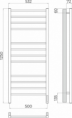 Аврора П12 500х1250 Электро (quick touch) Полотенцесушитель TERMINUS Абакан - фото 3