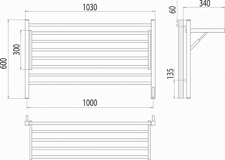 Горизонт П8 1000х600 электро КС ЧЕРНЫЙ МУАР (sensor quick touch) Полотенцесушитель TERMINUS Абакан - фото 5